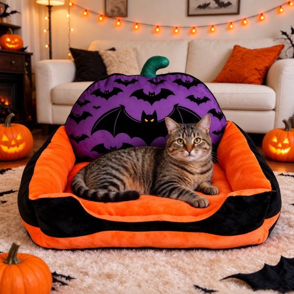 halloween themed pumpkin design pet bed 14