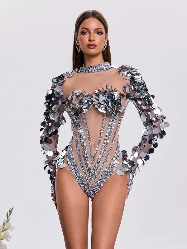 havily long sleeve sequin mesh bodysuit 13