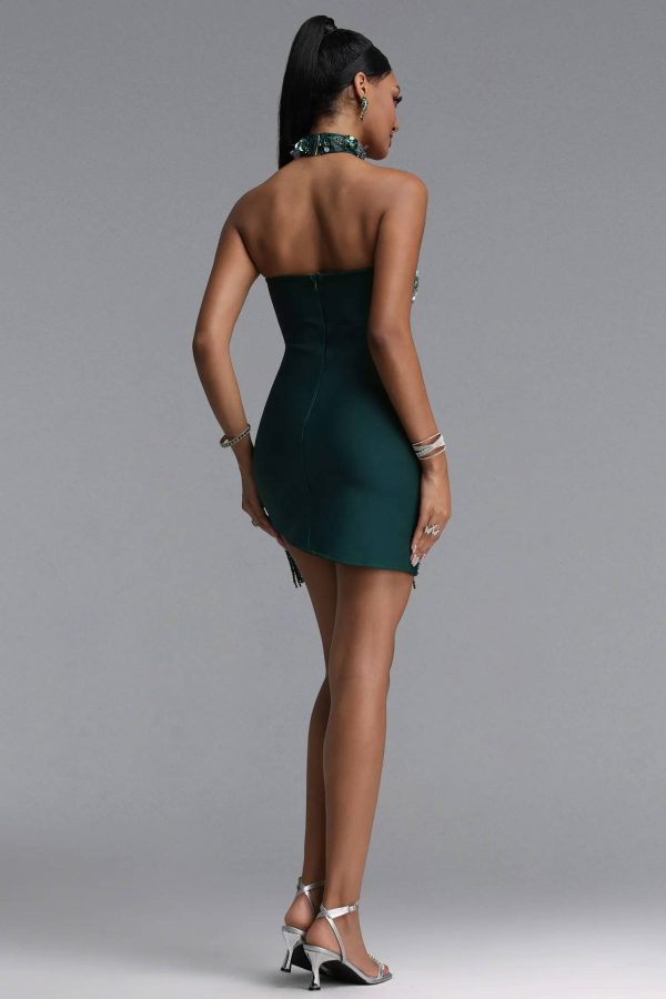 ock sequin rhinestone beaded fringe mini bandage dress 16