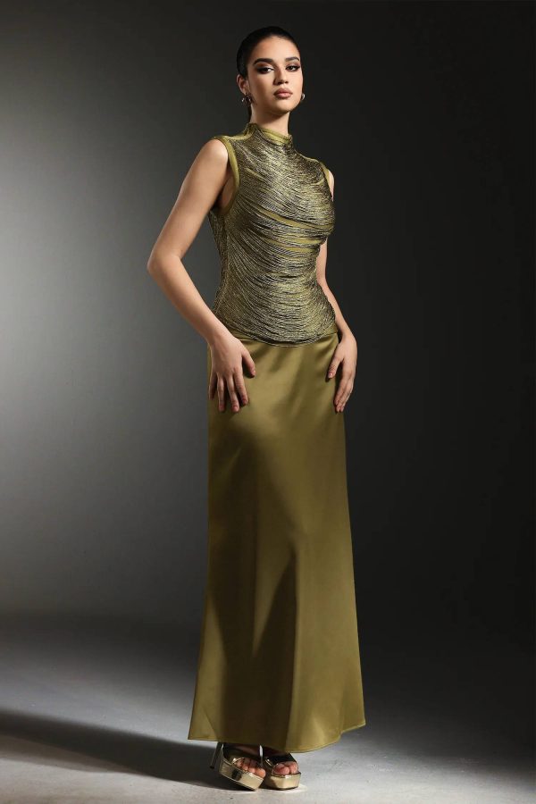 siayh sleeveless tassels bandage green maxi two piece set 15