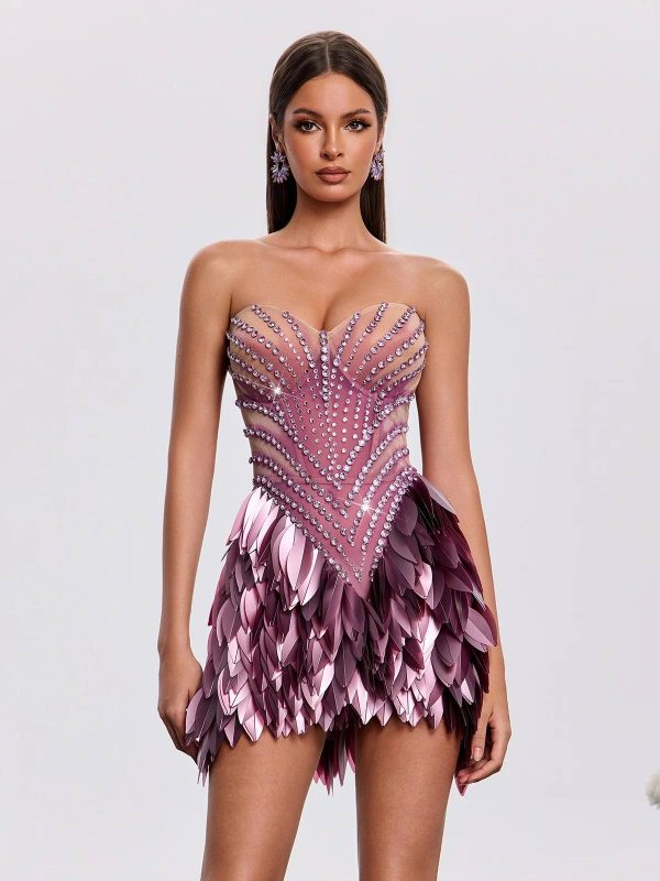 xandrik strapless leaf rhinestone mini dress 13