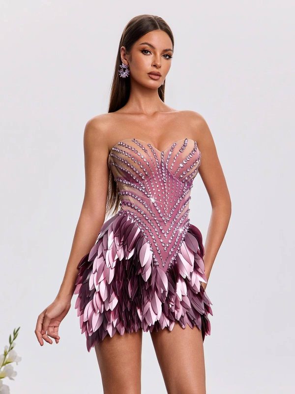 xandrik strapless leaf rhinestone mini dress 14