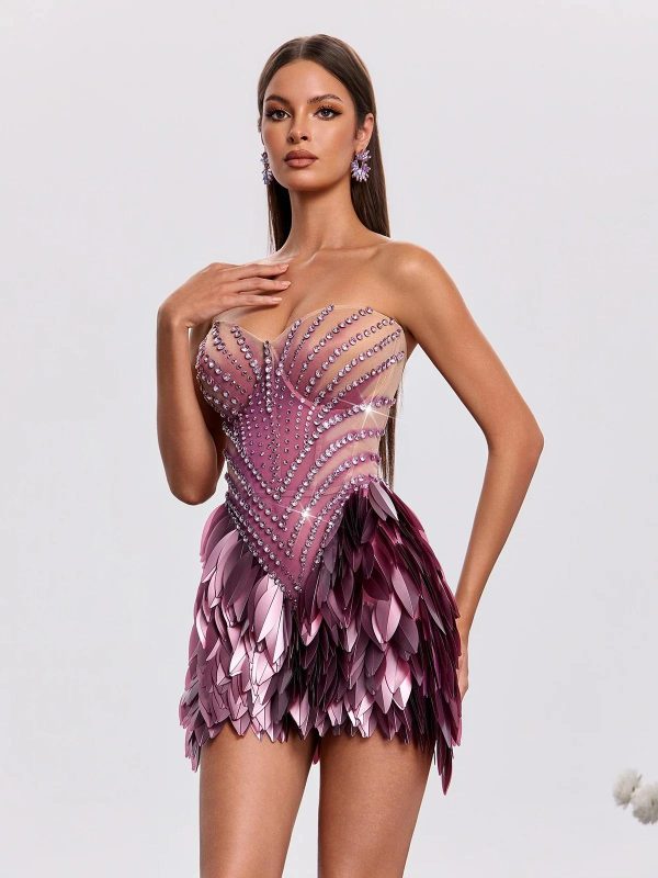 xandrik strapless leaf rhinestone mini dress 15